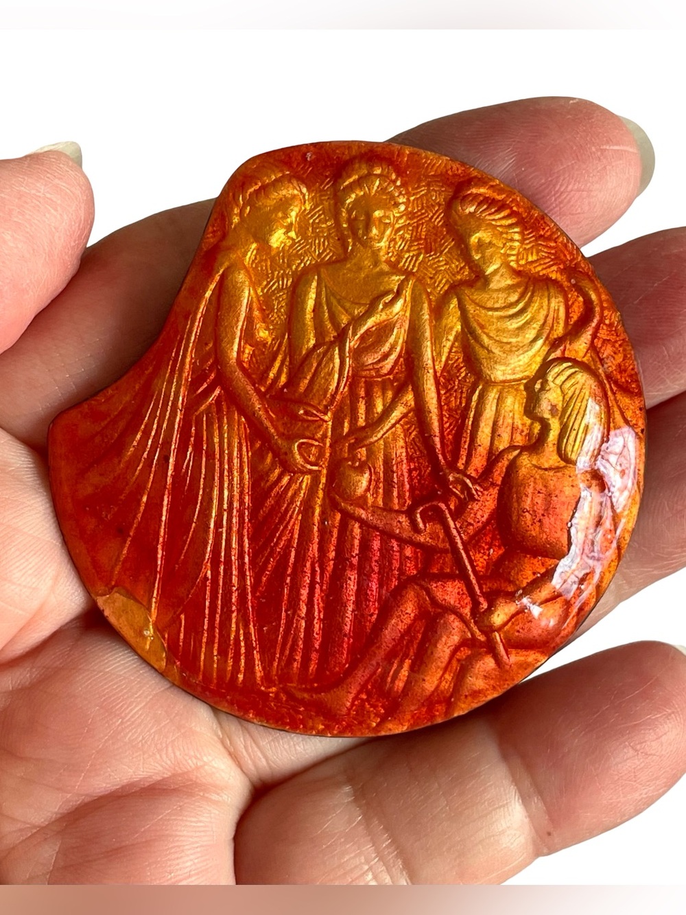 Mid-Century Enameled Copper Brooch